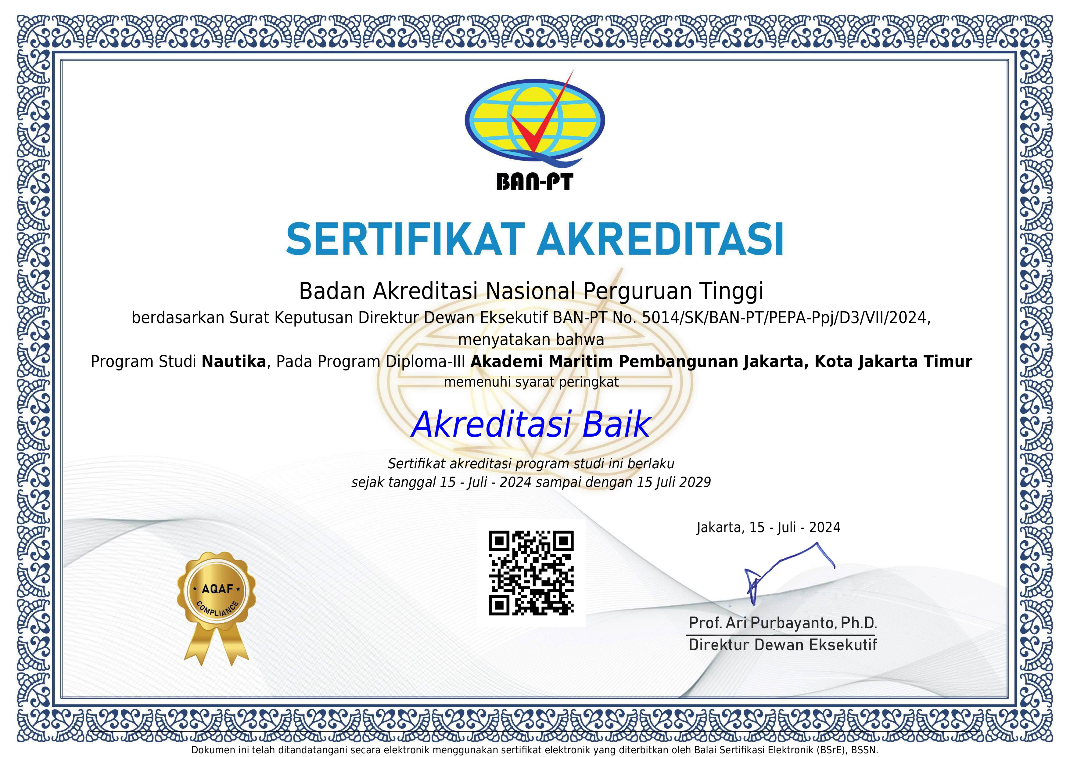 Sertifikat Akreditasi Nautika